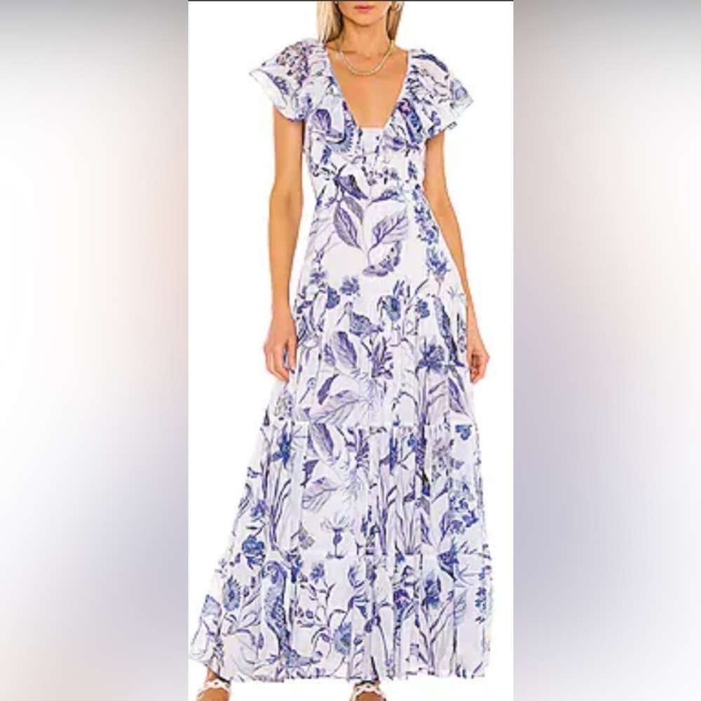 Banjanan Gladys Maxi Dress in Jubilee Blue & White Size Medium